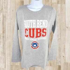 South Bend Cubs Long Sleeve T-Shirt Minor League Baseball, Gray Cotton, NEW